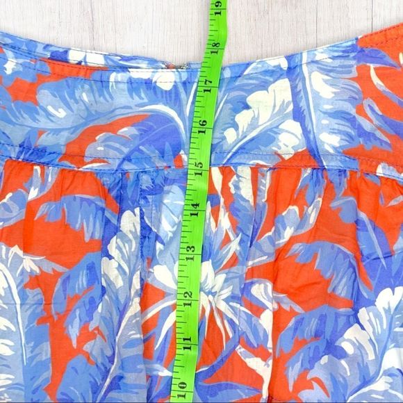 J. Crew Women's Sz. 2 Orange Blue Floral 100% Cotton Mini Skirt Yoke Waist Boho - Picture 9 of 11